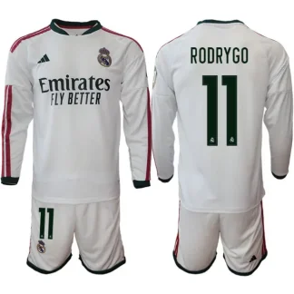 Nogometni dresi Real Madrid Domači 2026/27 Rodrygo Goes #11 Dolgi Rokav + Kratke hlače