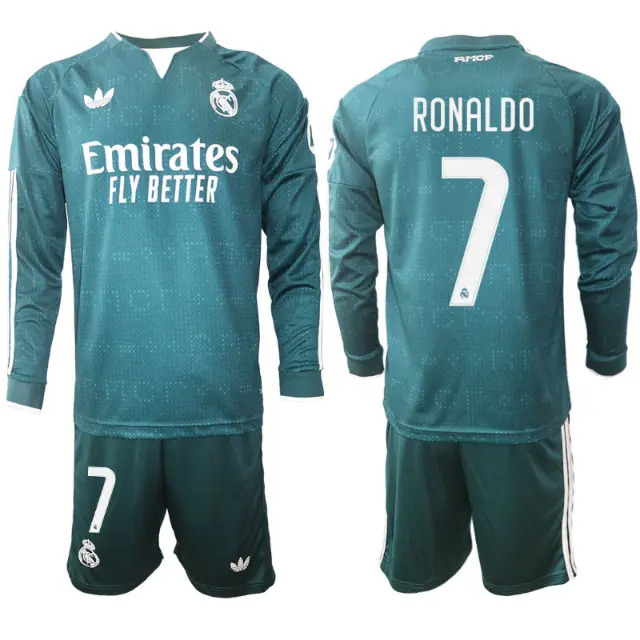 Nogometni dresi Real Madrid kompleti Gostujoči 2026/27 Cristiano Ronaldo #7 zelena Dolgi Rokav