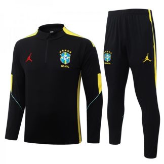 Otroški Brazilija Nogometni dresi Črna Za Trening 2026/27 1/4 Zip Dolgi Rokav