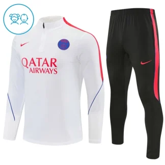 Otroški Nogometni dresi kompleti Za Trening Paris Saint-Germain 2026/27 1/4 Zip dugi rokavi belo