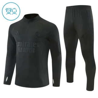 Otroški Real Madrid Trening dresi kompleti 2026/27 1/4 Zip črna dugi rokavi