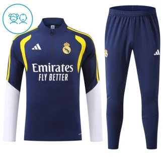 Otroški Real Madrid Trening dresi kompleti 2026/27 1/4 Zip Modra dugi rokavi
