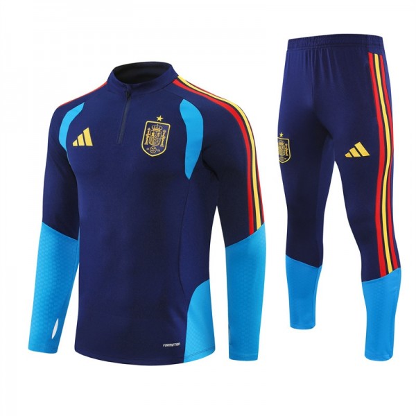 Španija 2026/27 Otroški Nogometni dresi Za Trening 1/4 Zip Temno modra Dolgi Rokav